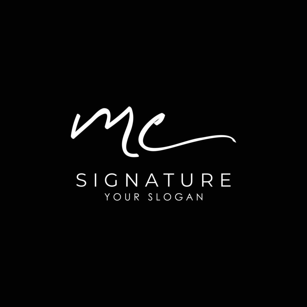 mc initial letter handwriting signature style monogram logo design template vector