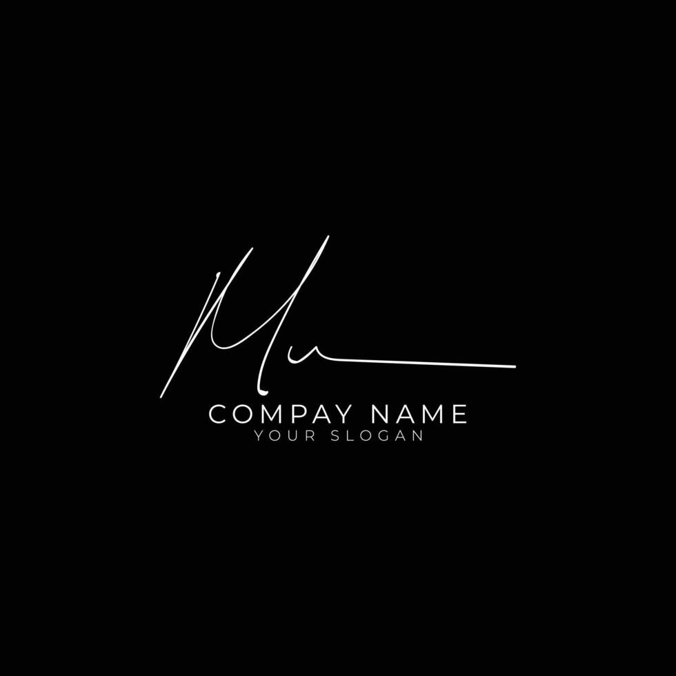 MU initial letter handwriting signature style monogram logo design template vector