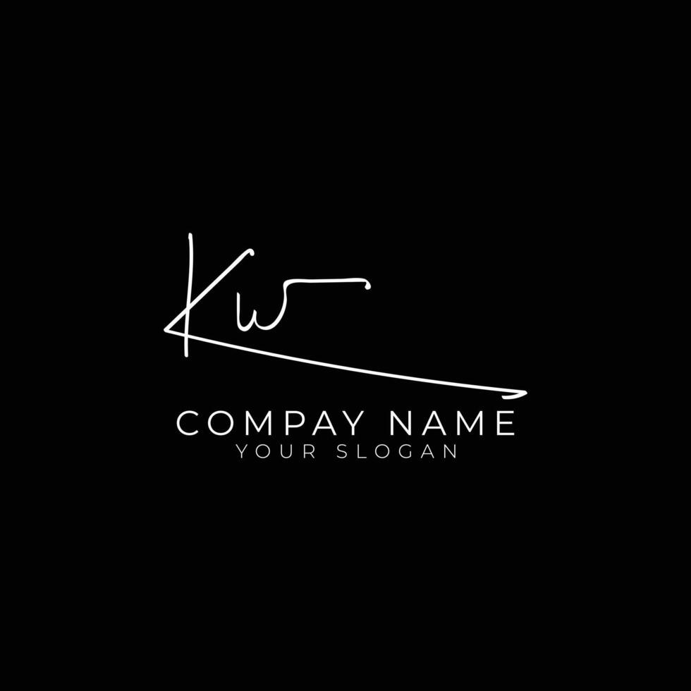 KWinitial letter handwriting signature style monogram logo design template vector