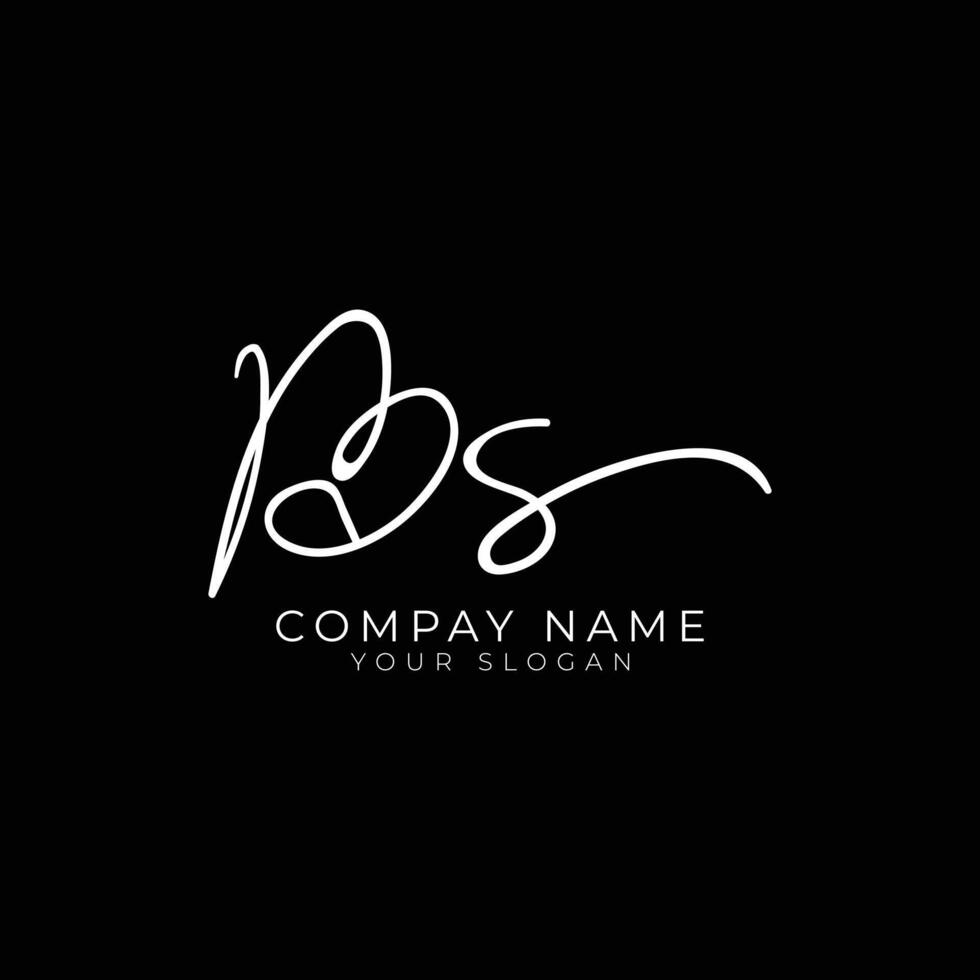 bs initial letter handwriting signature style monogram logo design template vector