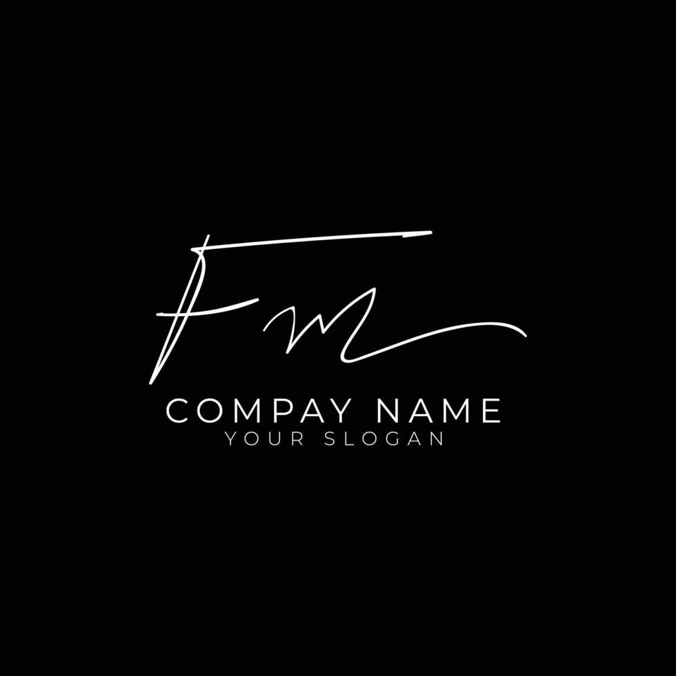 FM initial letter handwriting signature style monogram logo design template vector