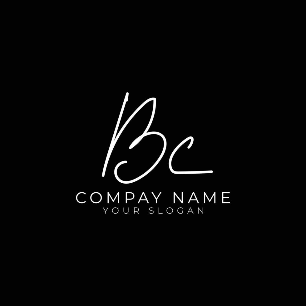 bc initial letter handwriting signature style monogram logo design template vector