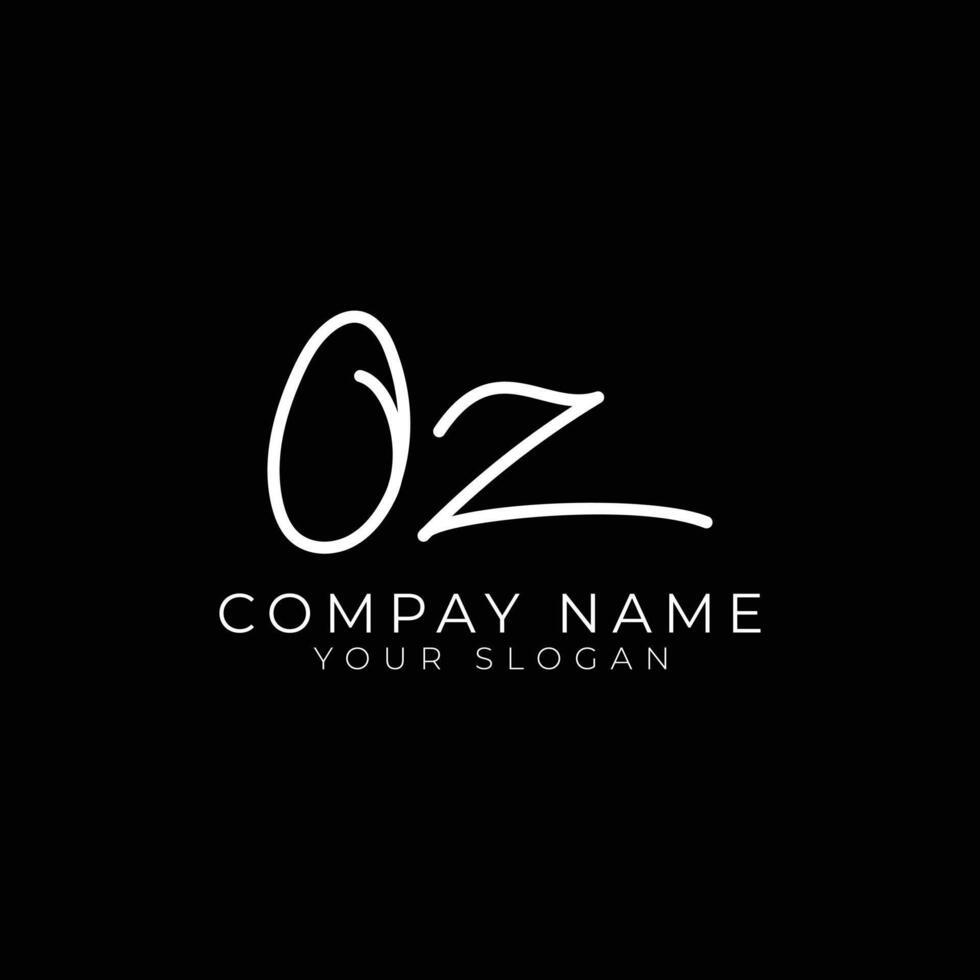 oz initial letter handwriting signature style monogram logo design template vector
