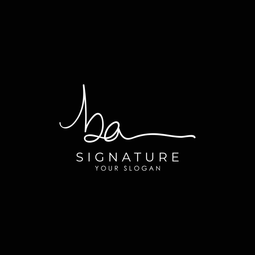 BA initial letter handwriting signature style monogram logo design template vector