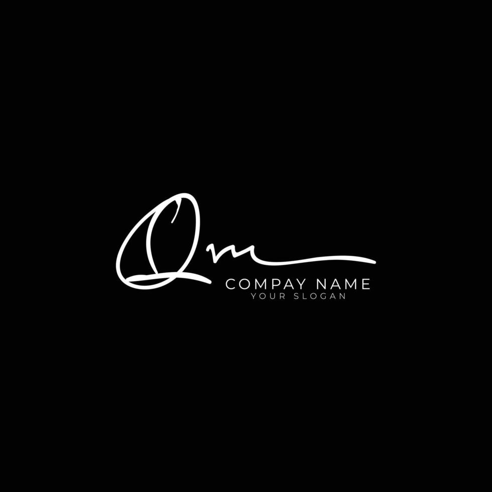 QM initial letter handwriting signature style monogram logo design template vector