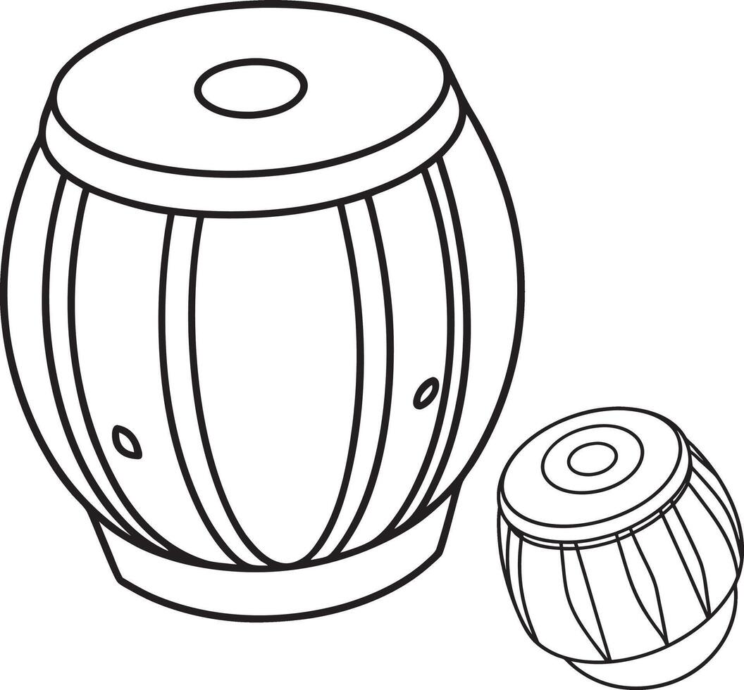 coloring page of tabla White Background vector