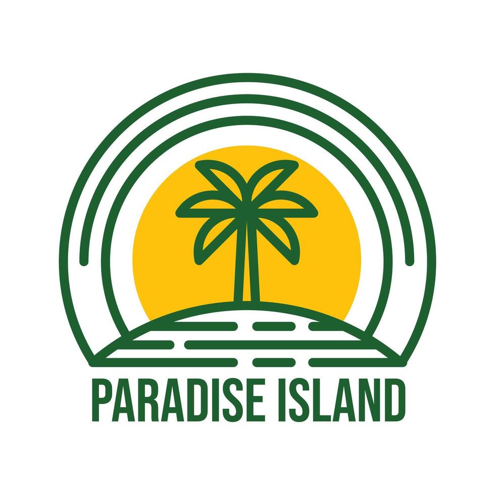 paradise island flat minimalist logo design vector