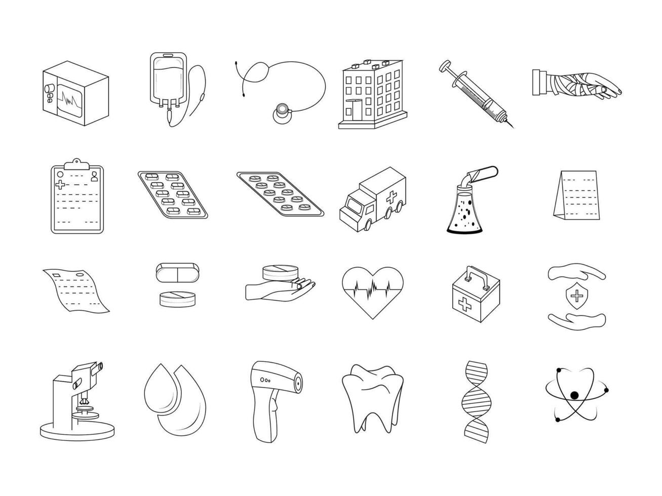 medical icon design set art line and editable vector