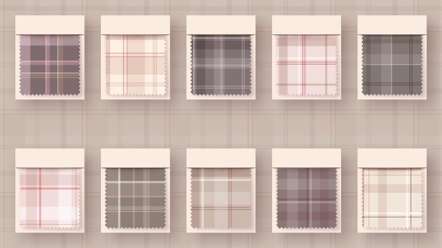 10 Seamless Simple Tartan Pattern. Traditional Scottish Texture. Fashionable Fabric. Textile Background vector