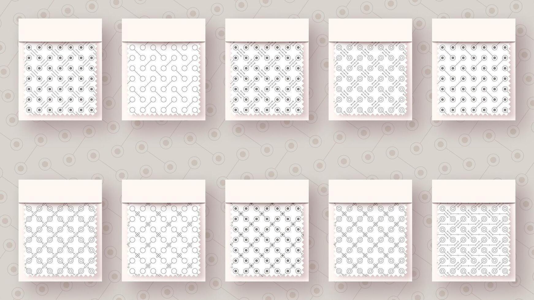 Set 10 Seamless Patterns. Geometric Illustrations. Traditional Minimalistic Textures. Abstract Modern Backgrounds vector