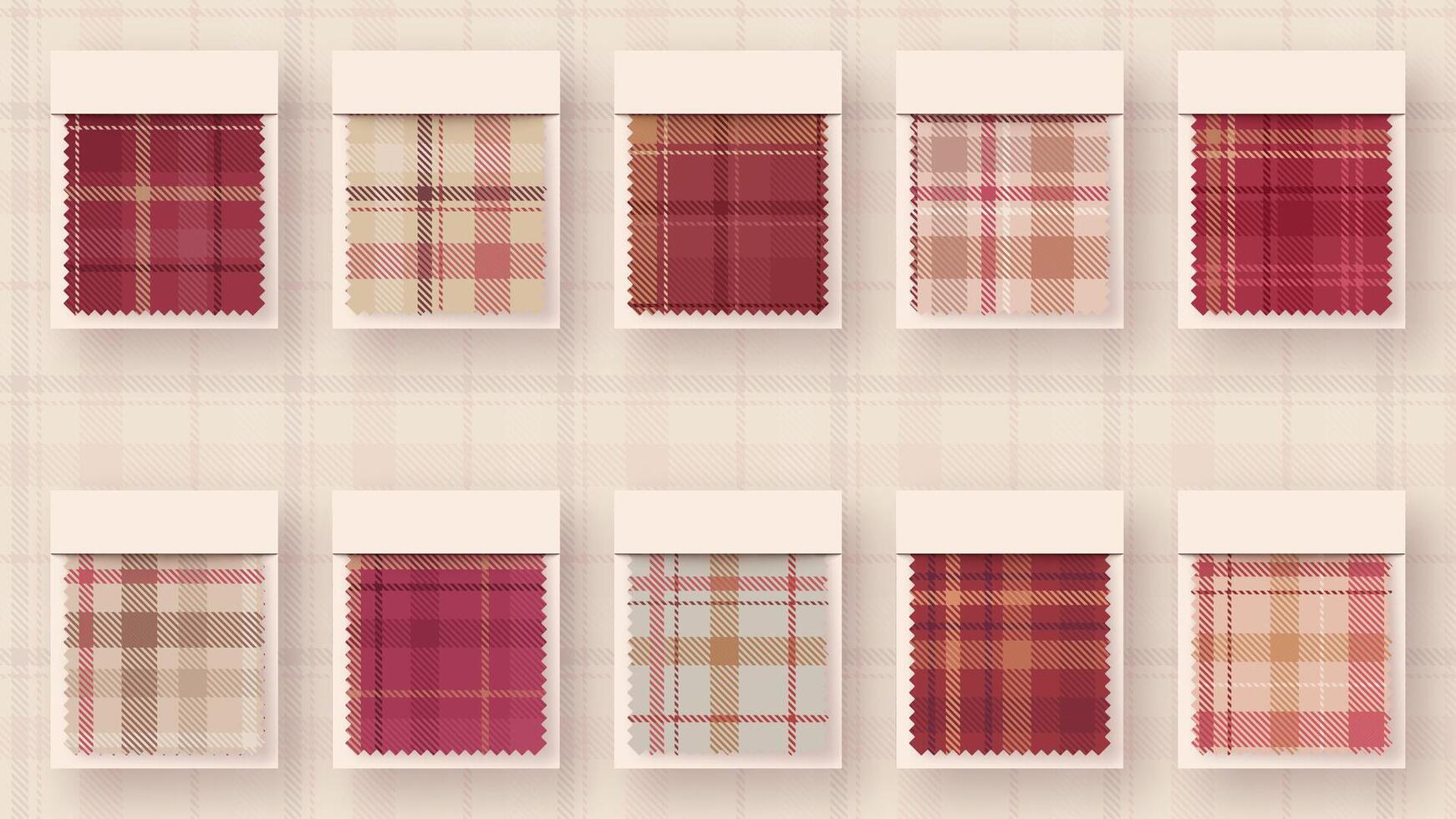 10 Seamless Simple Tartan Pattern. Traditional Scottish Texture. Fashionable Fabric. Textile Background vector