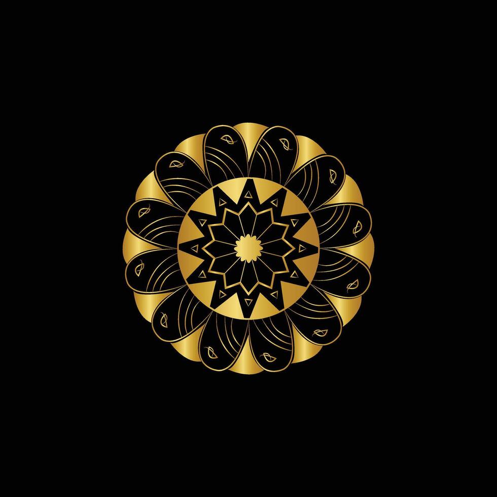 best and creative mandala design with golden color vector