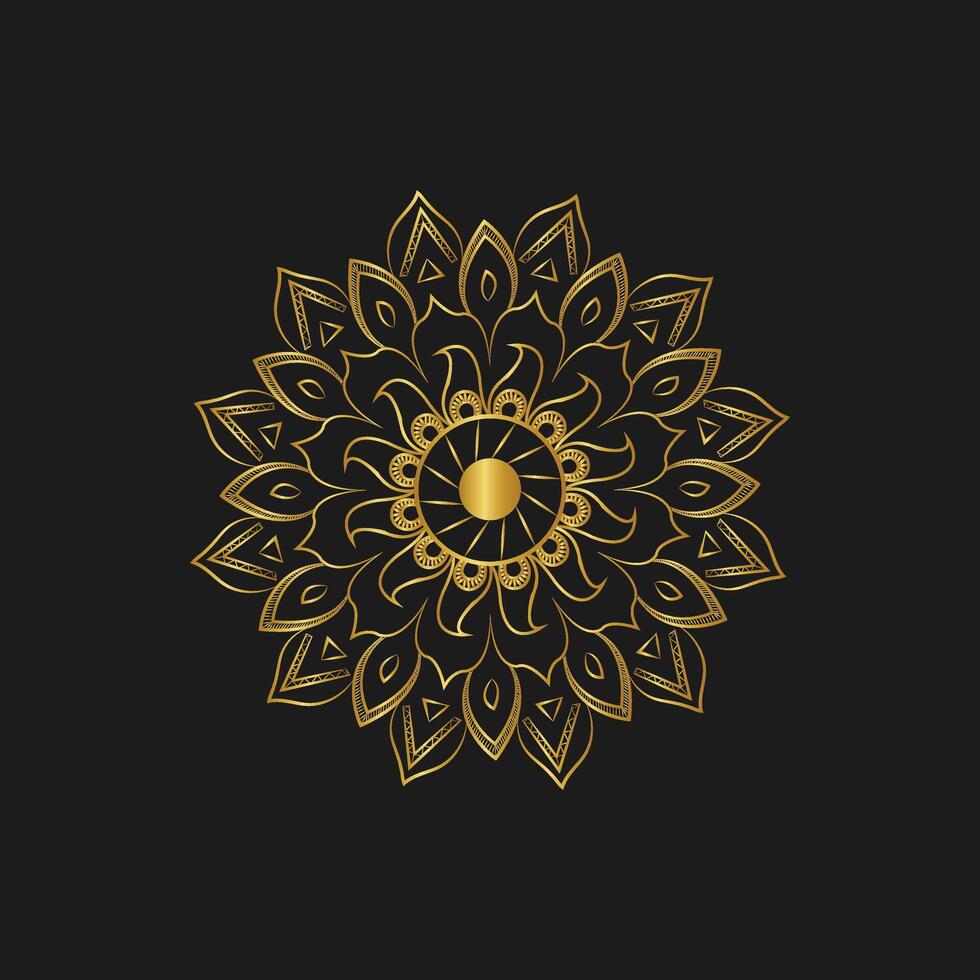 creative mehndi mandala design with golden color vector