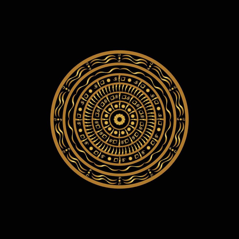 Mandala design with golden color vector