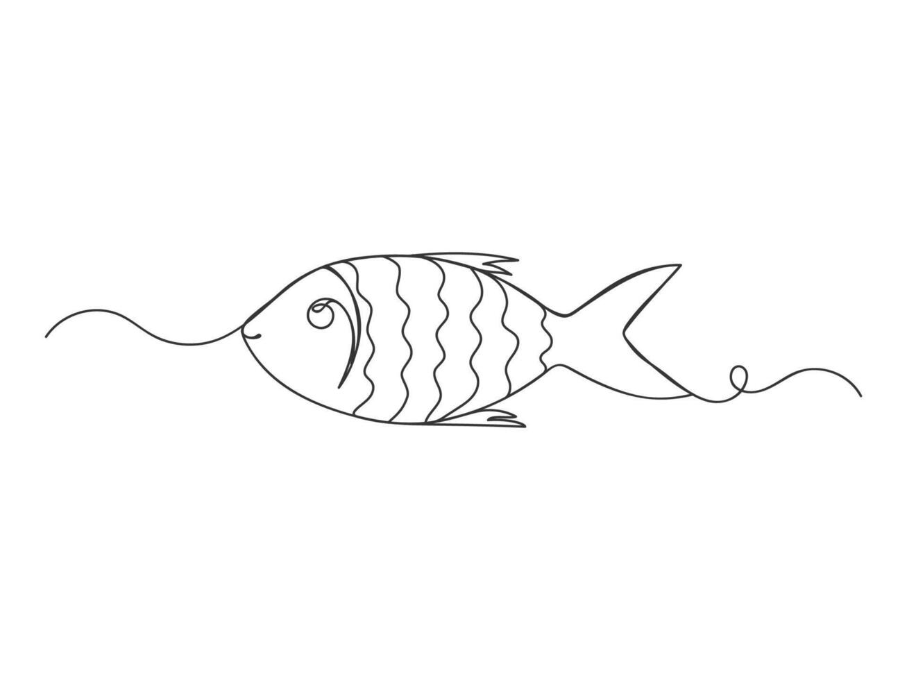 Fish continuous one line art isolated illustration. vector