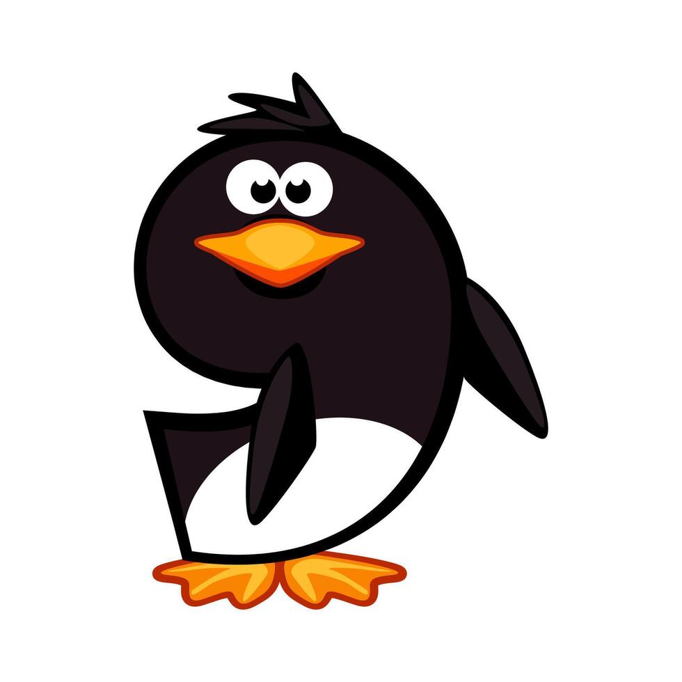 Cartoon number 9 like penguin, figure Nine. Cartoon of number with a animal concept. Calligraphy, lettering, typography for your Education cards or game vector