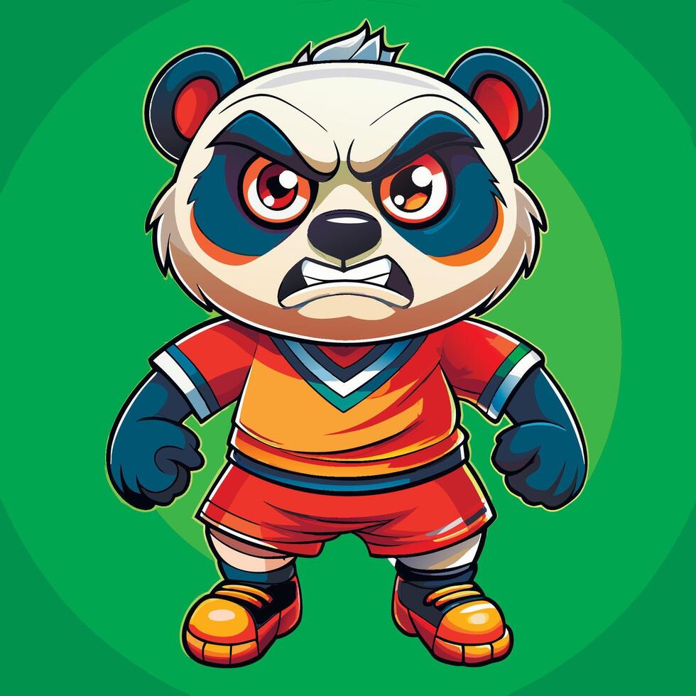 A cartoon panda bear with angry expression vector