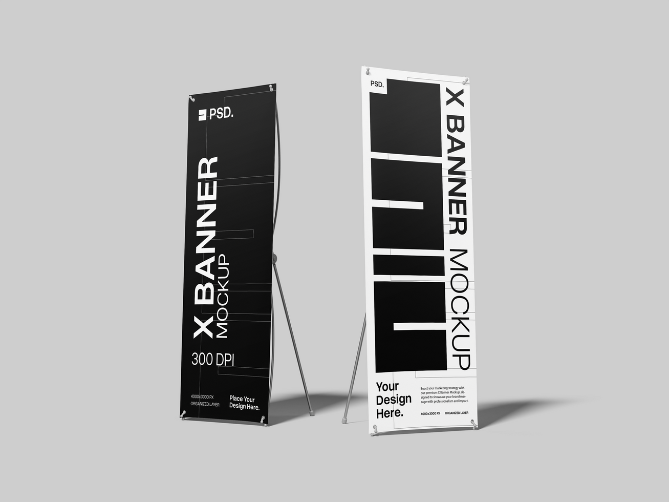 Two Banner Promotional Mockup 3D Render psd