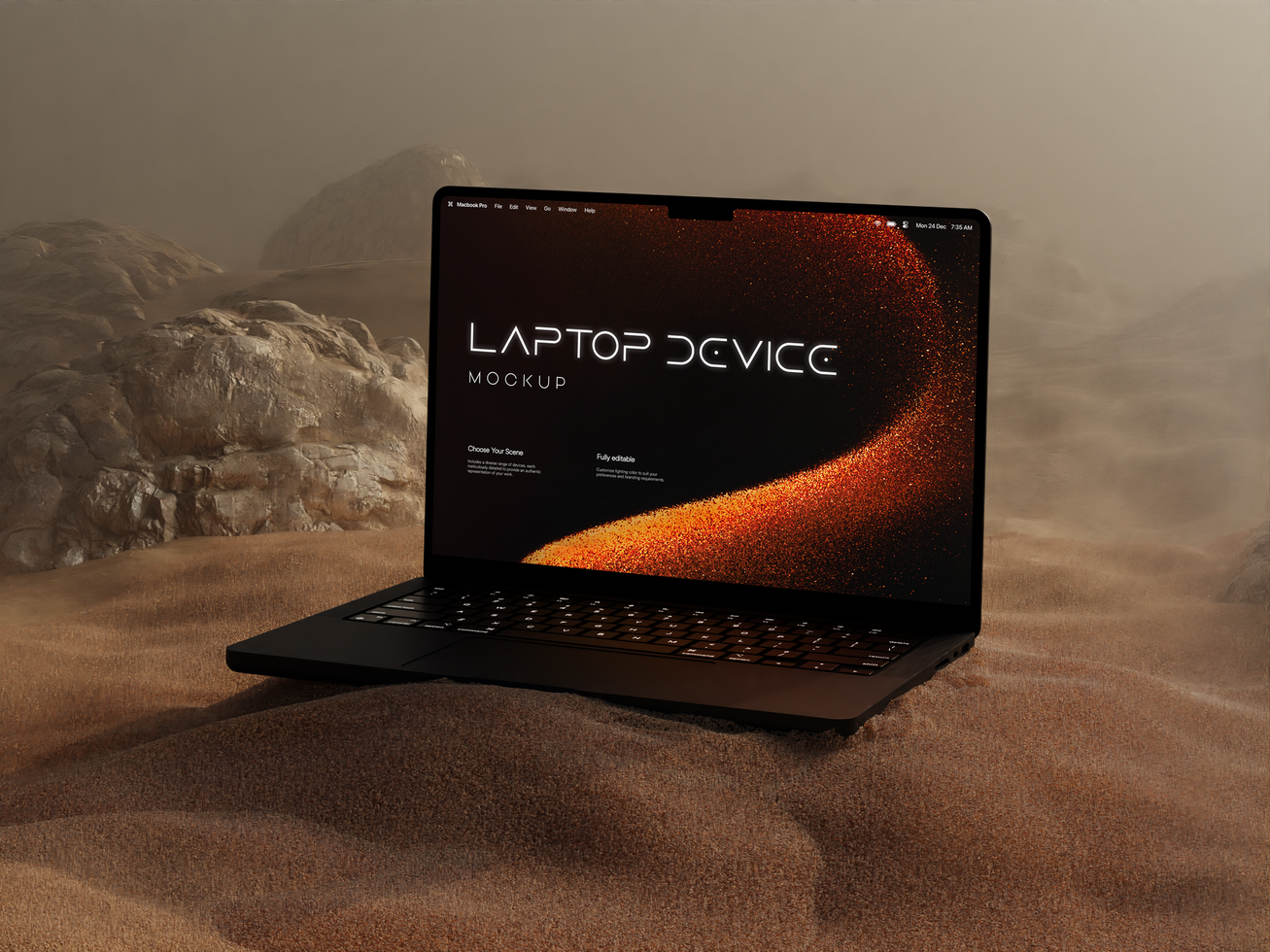 Realistic Laptop 3D Render Mockup psd