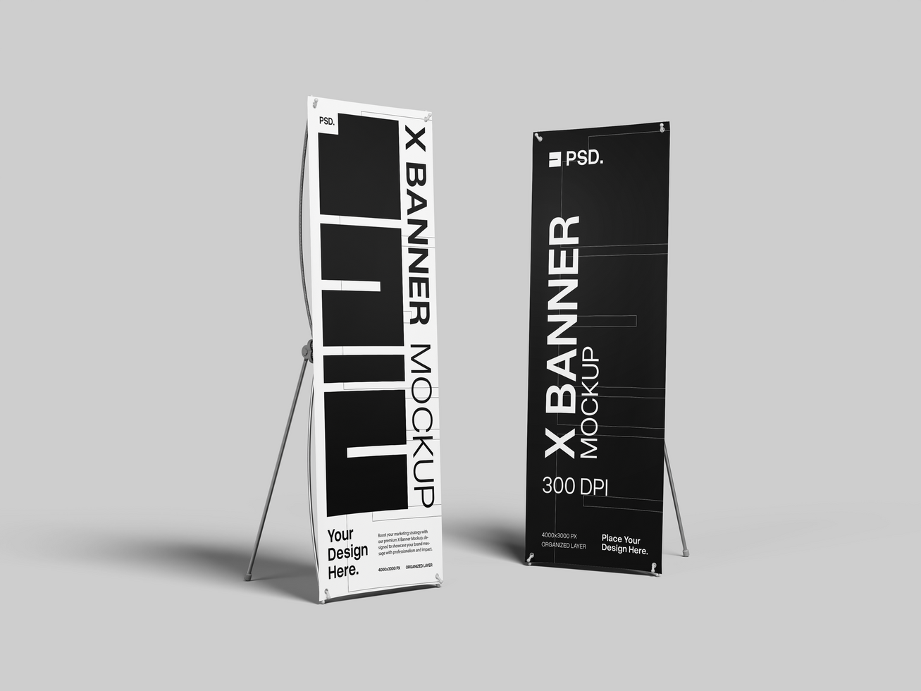 Realistic Standing X Banner 3D Mockup psd