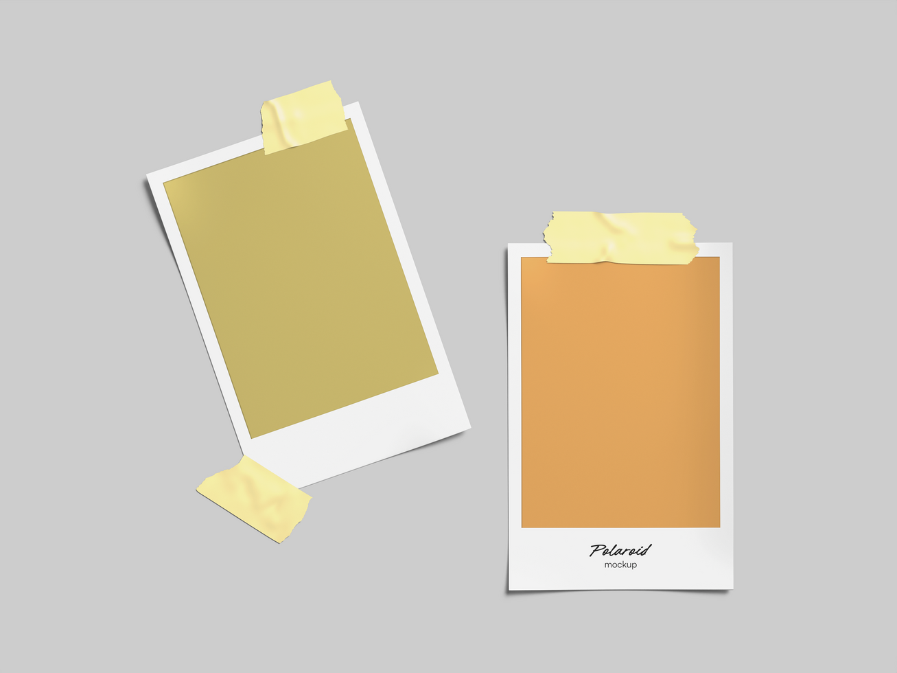 Two Polaroid Photo Frame 3D Mockup psd