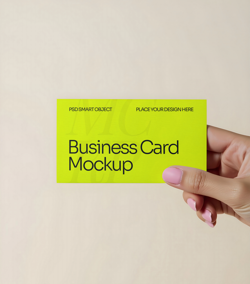 Hand holding a business card mockup on a clear Background psd