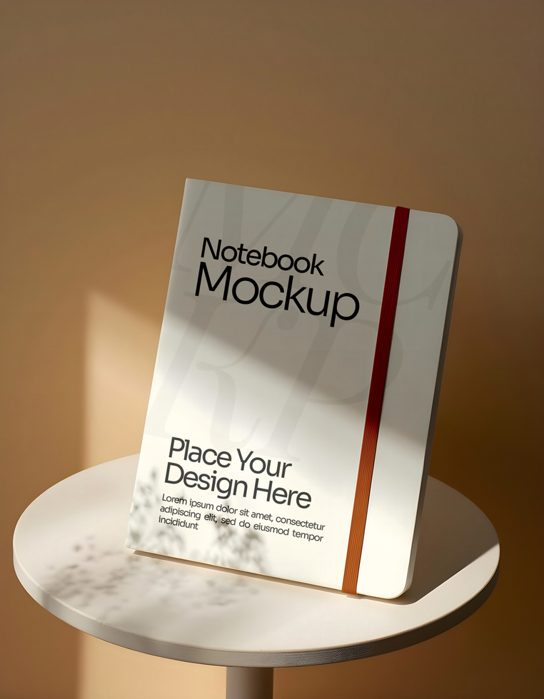 Notebook Mockup on table with shadow psd