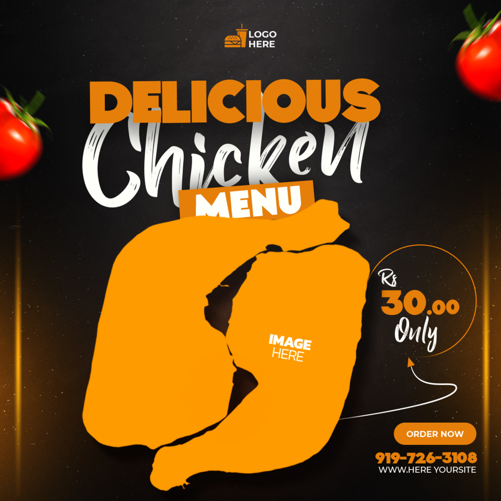 Delicious chicken menu flyer template psd