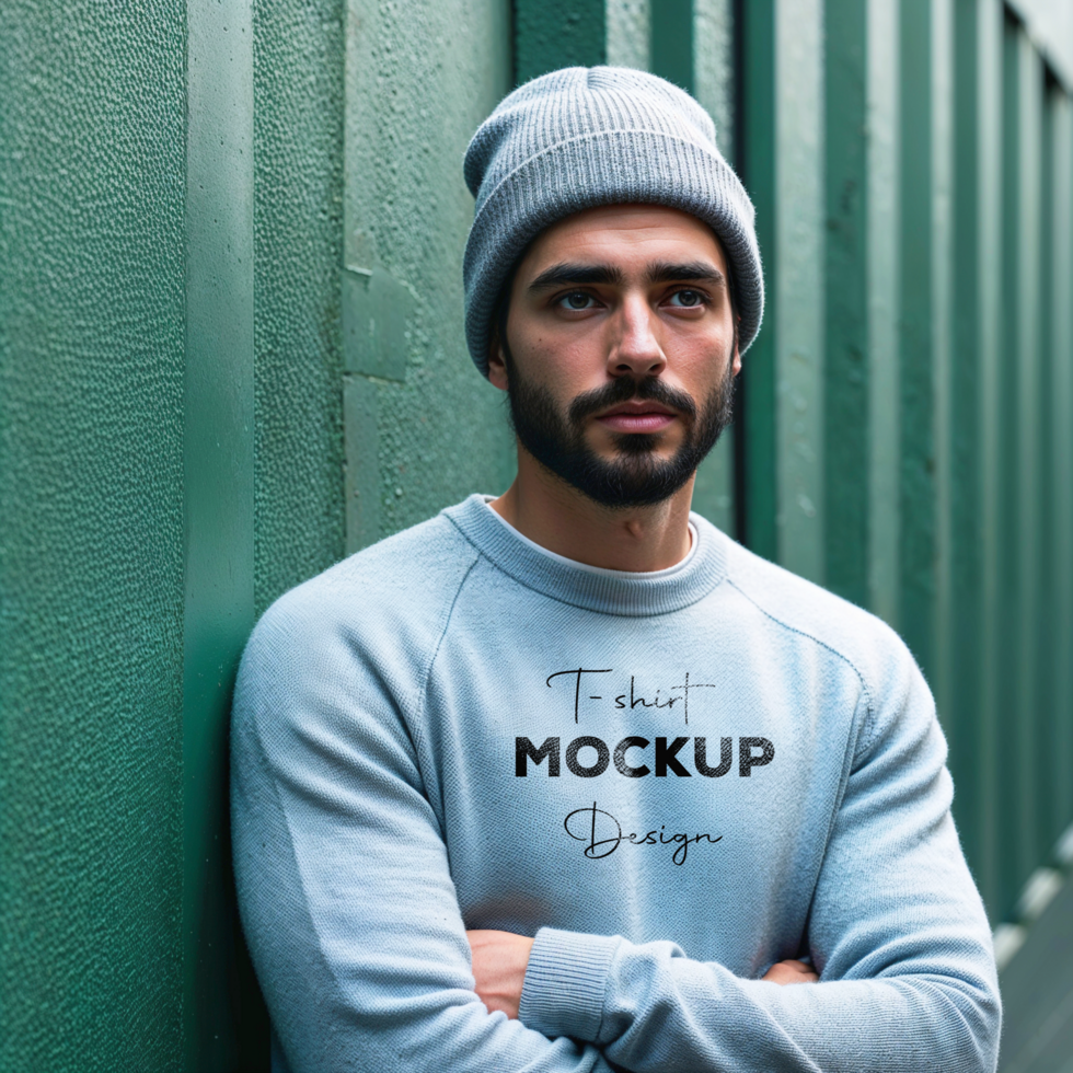 Man in a beanie mockup psd
