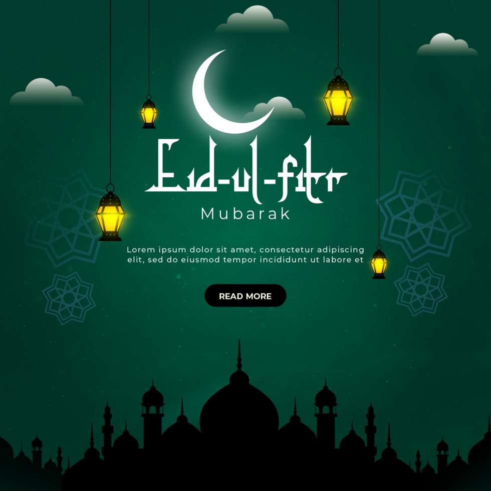 Happy Eid al Fitr Islamic Festival Celebration Social Media Banner Template Design psd