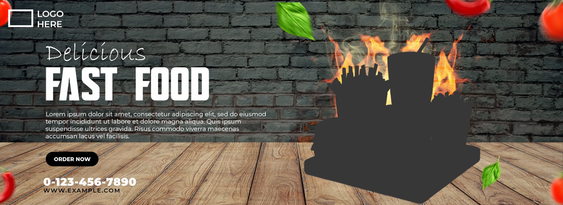 Fast Food Banner Ad Design Template for Social Media psd