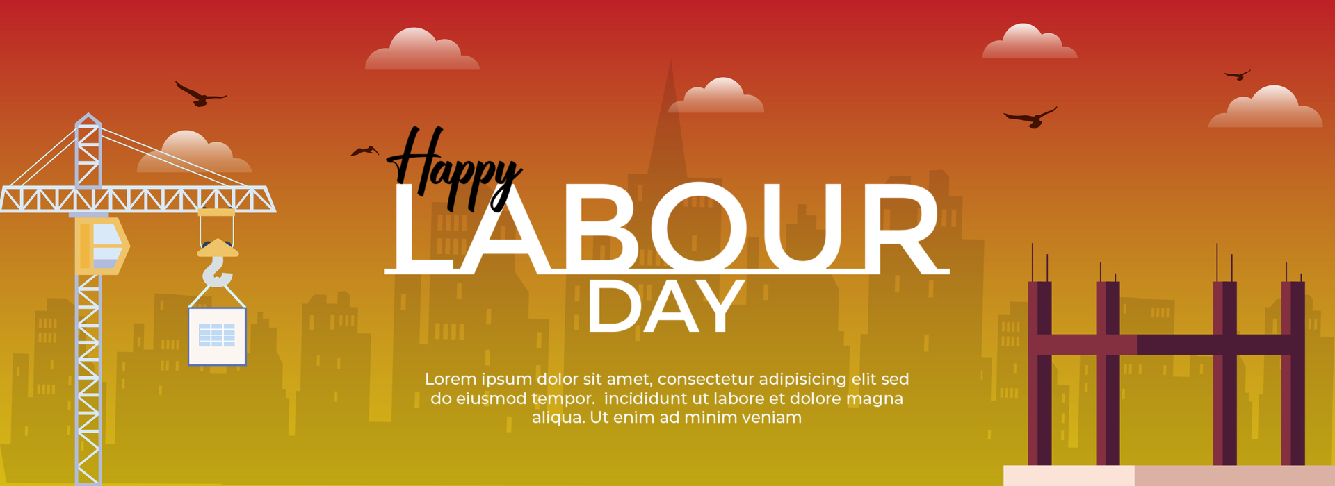 Horizontal Labor Day Banner Design Template for Social Media psd