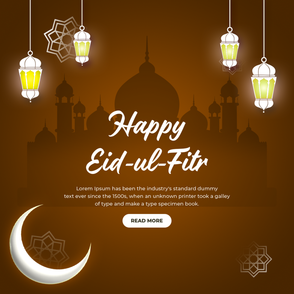 Happy Eid al Fitr Mubarak Square Banner Template Design psd