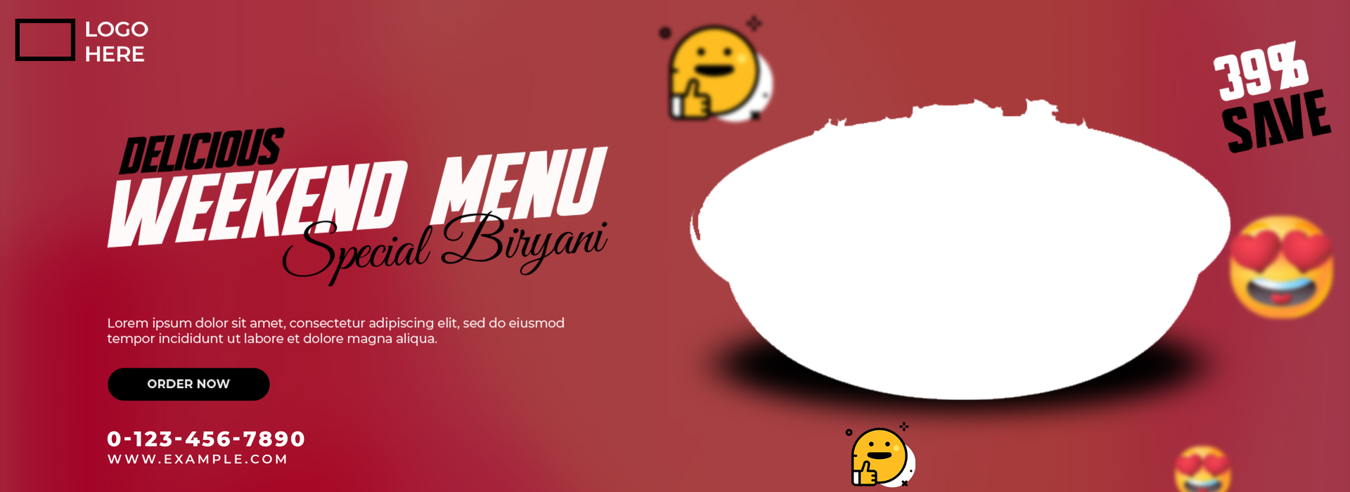 Delicious Weekend Food Menu Banner Ad Template for Social Media psd