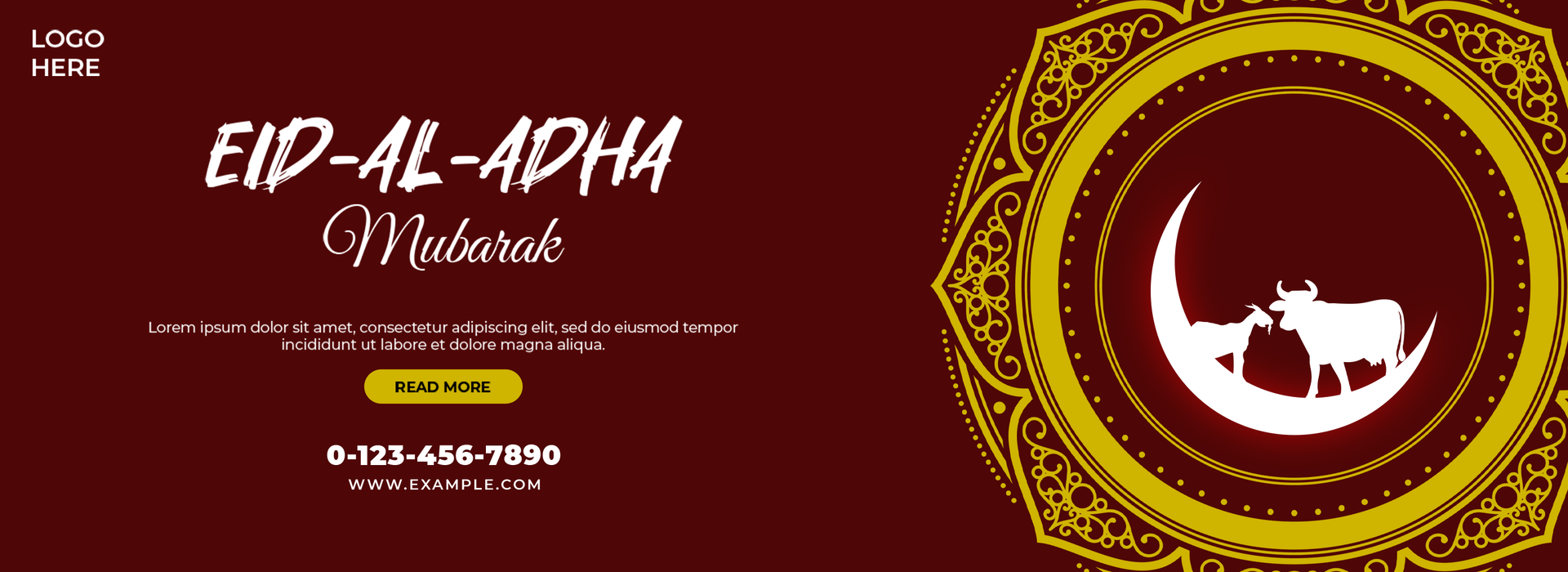 Eid al Adha Mubarak Islamic Festival Celebration Banner Design with Moon and Goats psd