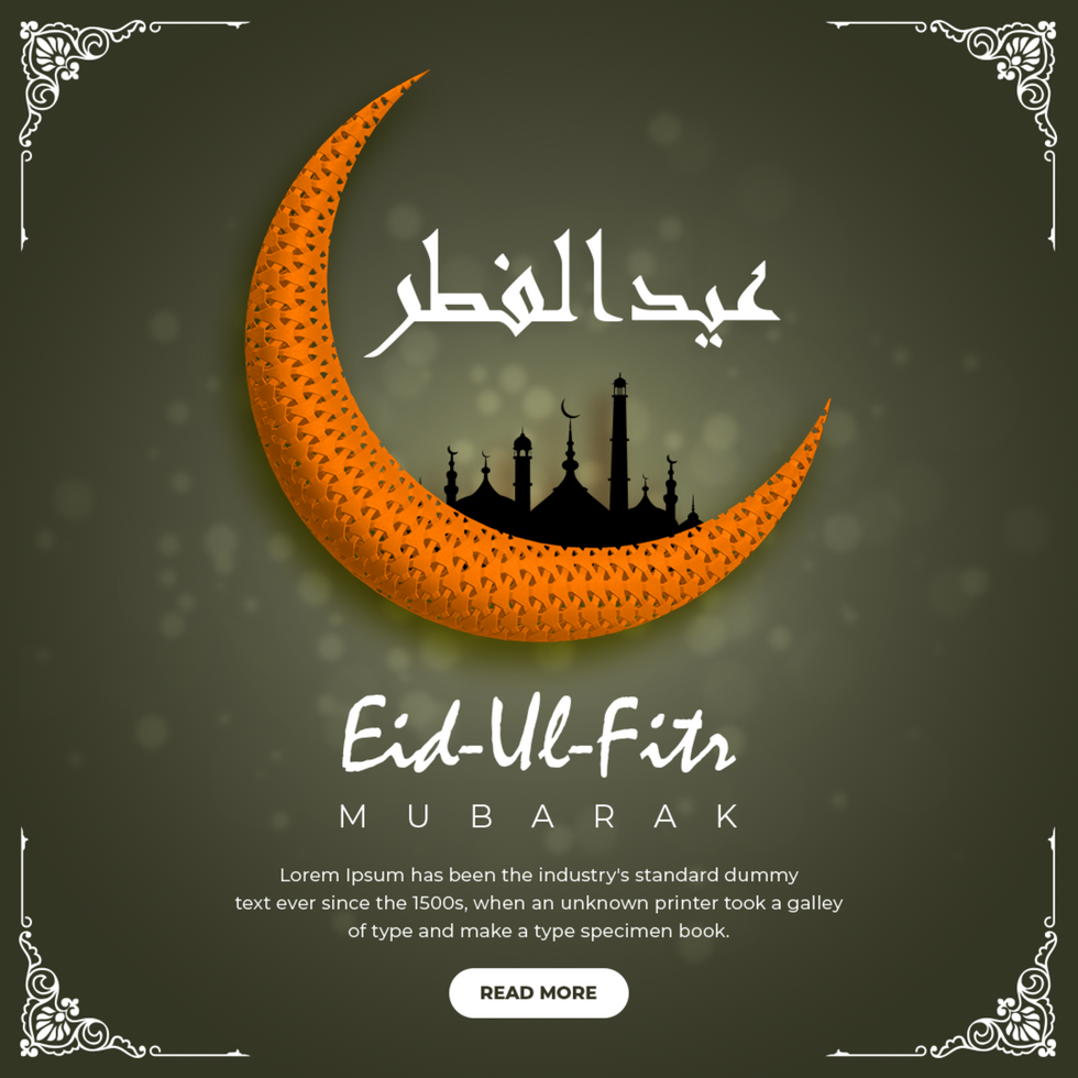 Happy Eid al Fitr Mubarak Post Social Banner Ad Design psd
