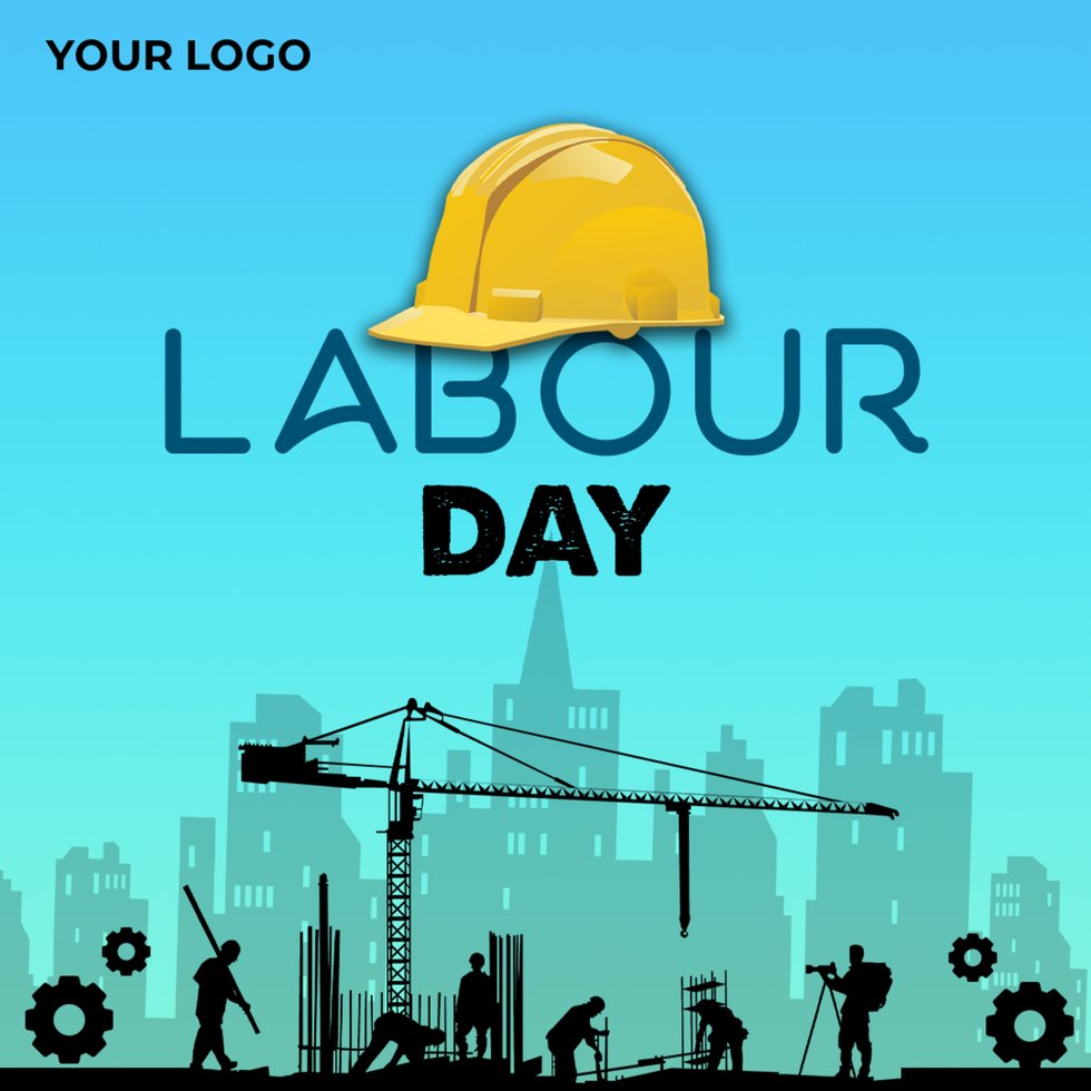 Labor Day Banner Design Template with Cap for Social Media psd
