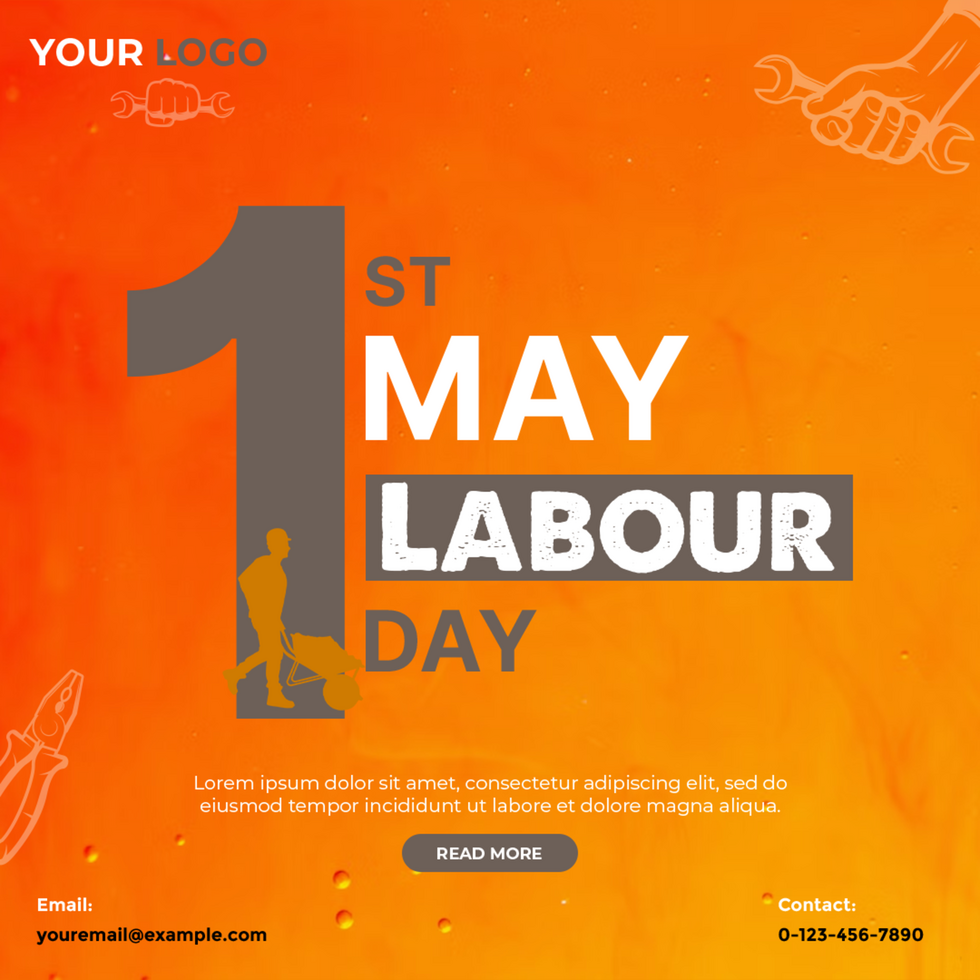 1st May Happy labor Day Square Size Banner Design Template psd