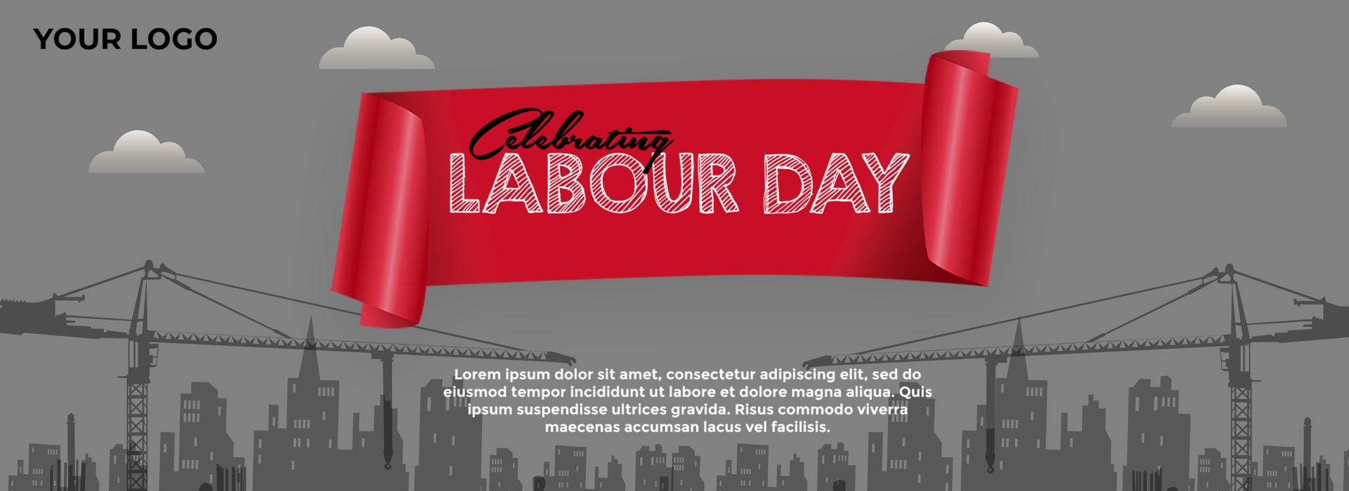 Horizontal Size Labor Day Banner Design Template for Social Media psd