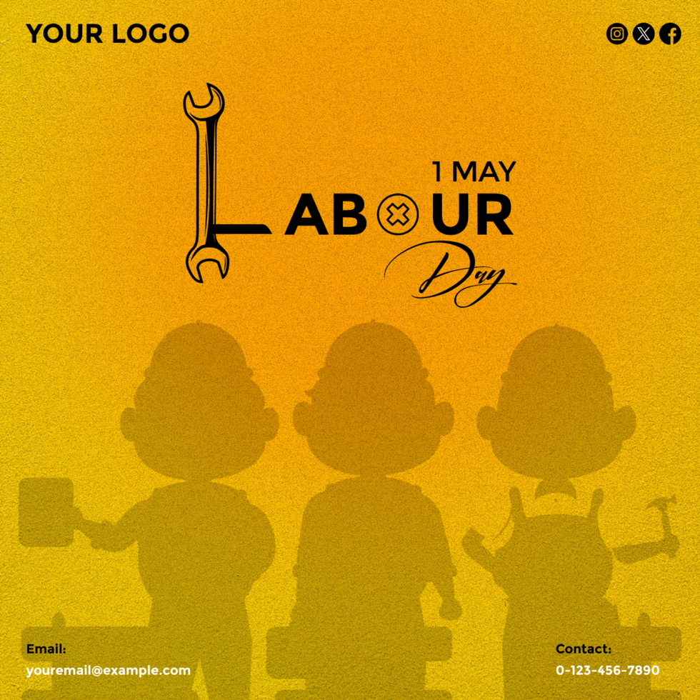 1st May Happy labor Day Horizontal Banner Design Template psd