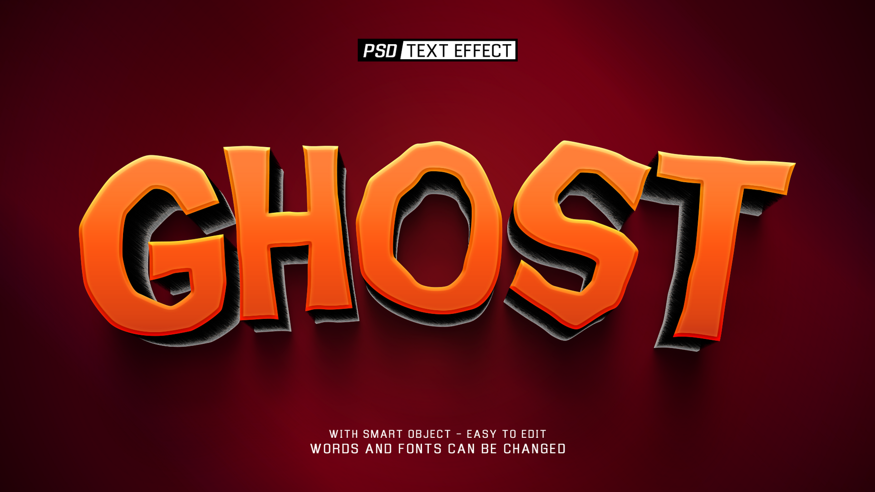 ghost 3d text effect psd