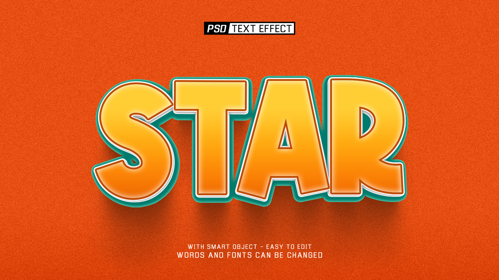 star 3d text effect psd