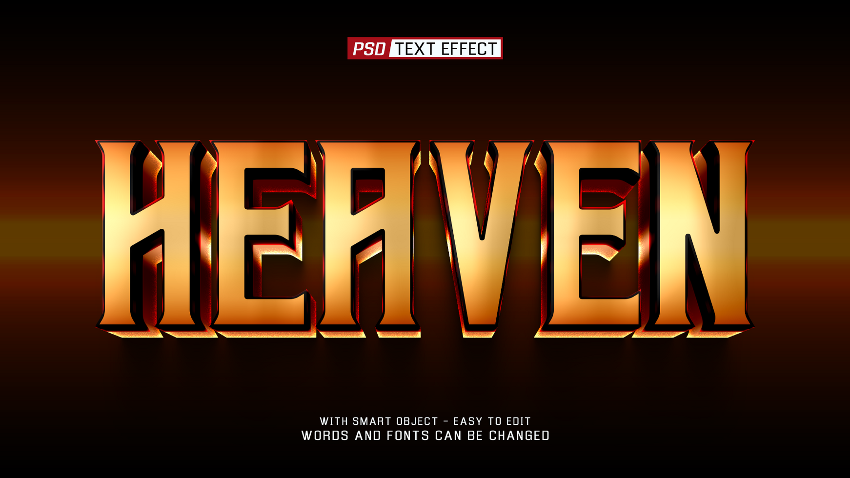 heaven 3d text effect psd