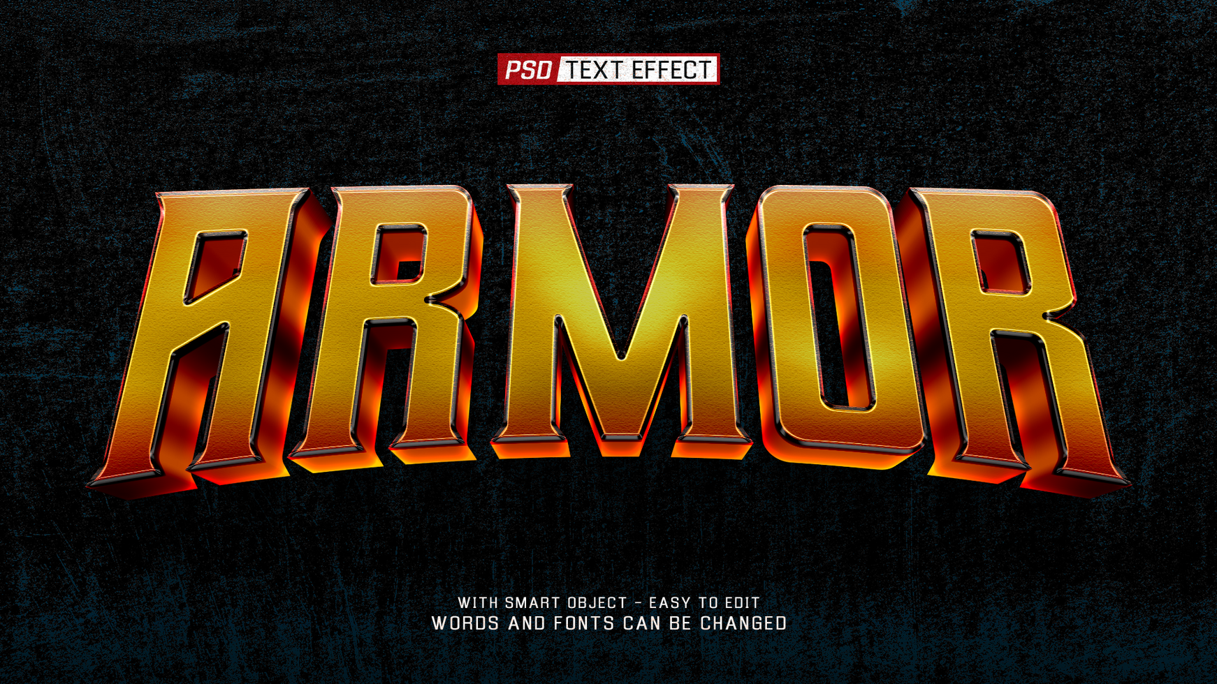 armor 3d text effect psd