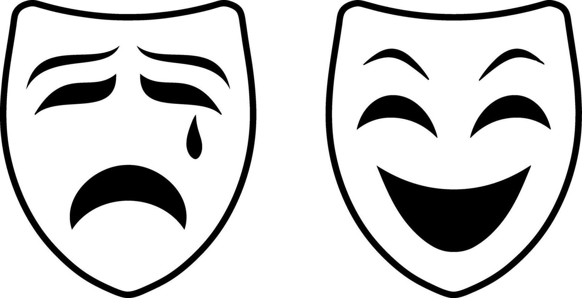 Theatre mask clipart Sketch set icon vector