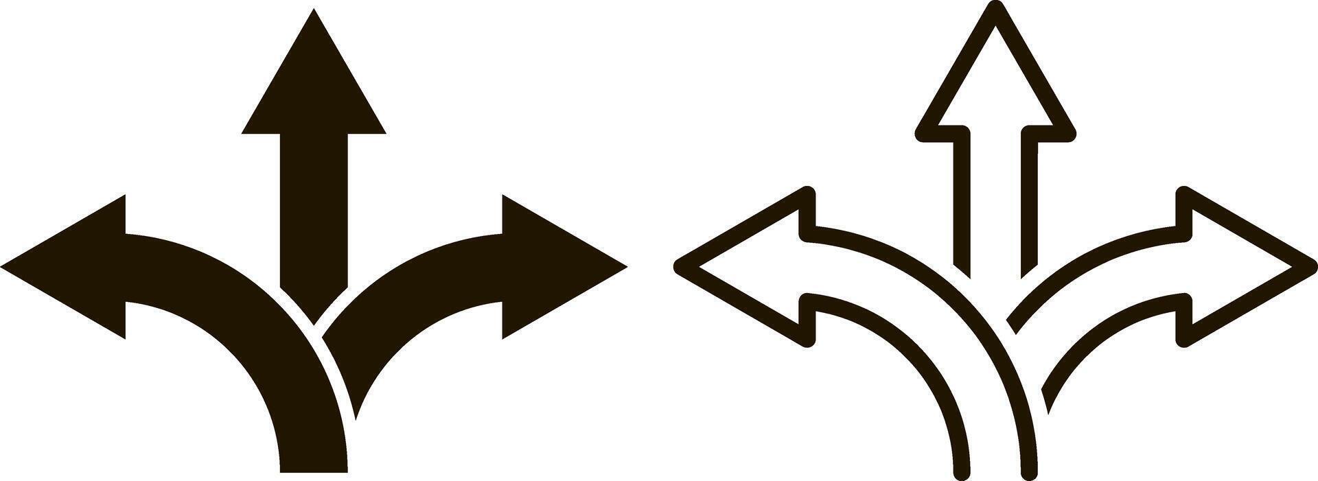 Trafic way icon collection Road black arrow vector
