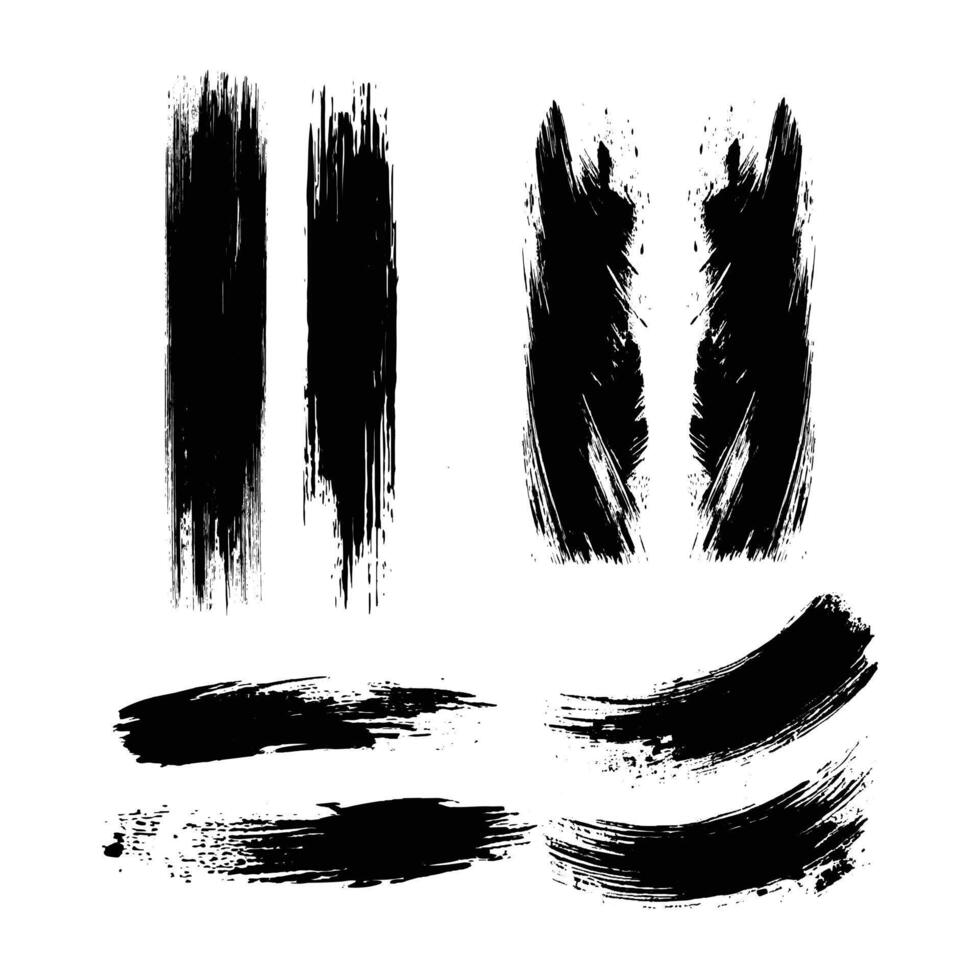 Set of black brush strokes design effect. vector