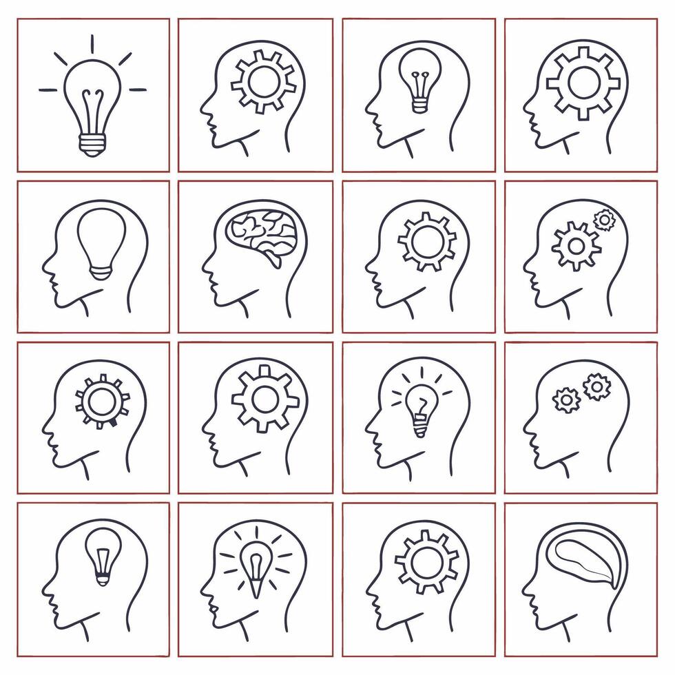 Editable Set Icon of Artificial Intelligence Bulb Brain, illustration isolated on white background. using for Presentation, website or mobile app Free vector