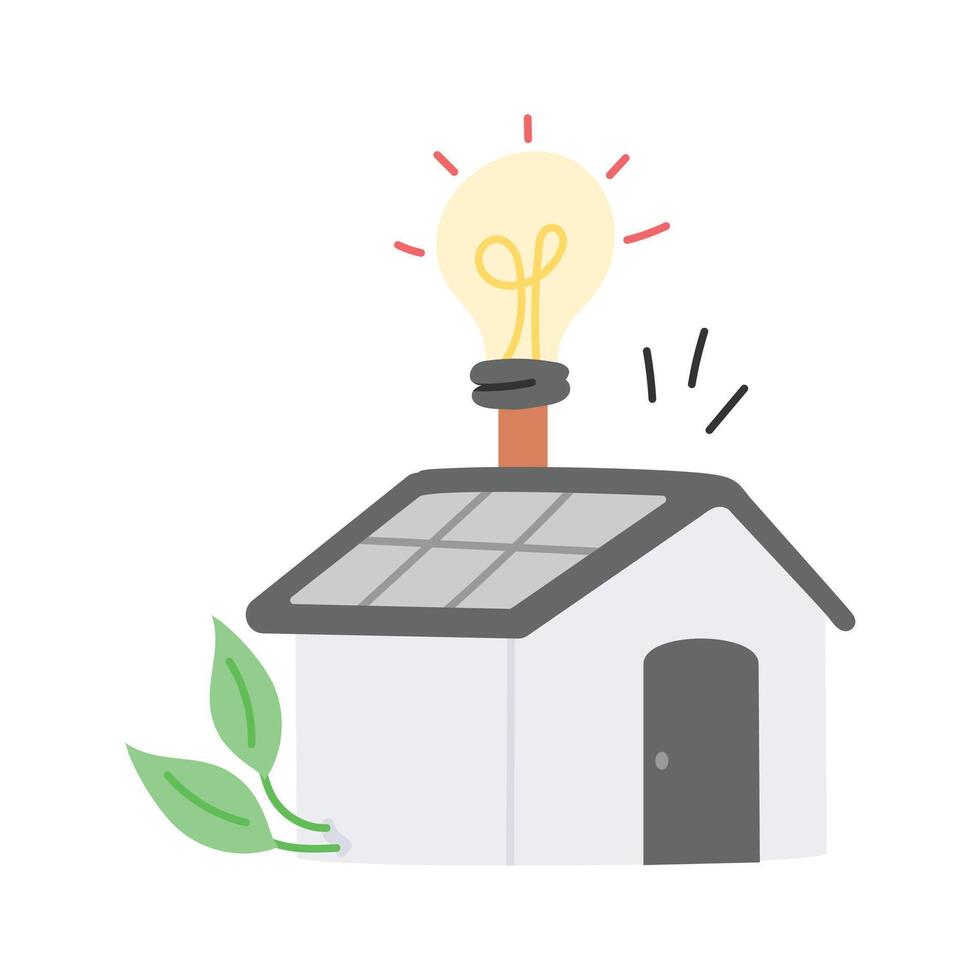 House with solar panels representing eco friendly living vector