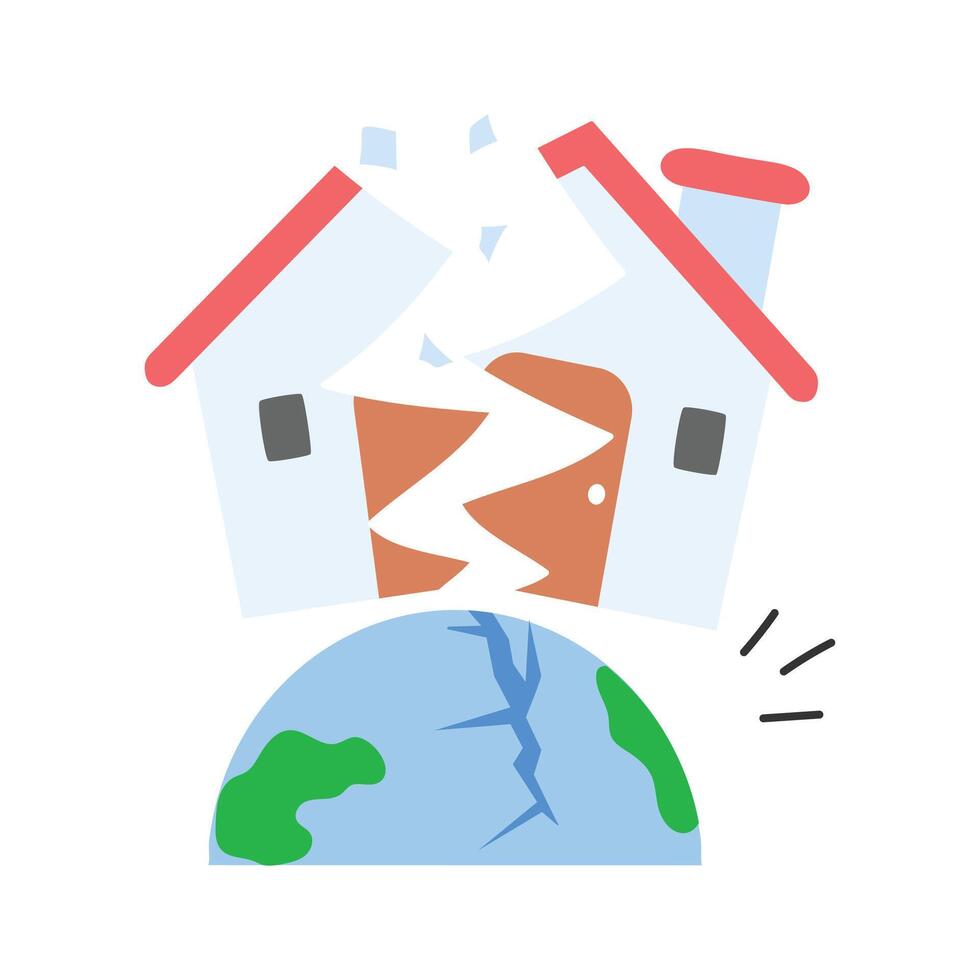 Damaged house due to natural disaster effects on Earth vector